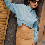 Blue Cropped shirt