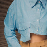 Blue Cropped shirt