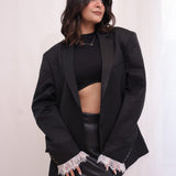 Lacy Black Oversized Blazer