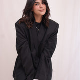 Lacy Black Oversized Blazer