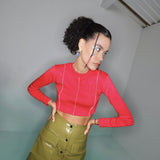 Pink Ribbed Crop Top