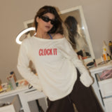 Clock It Boat Neck Oversized Tee
