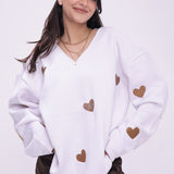Embroidered Hearts Sweatshirt