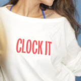Clock It Boat Neck Oversized Tee