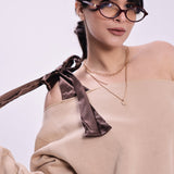 Satin Tie-Up Sweatshirt – Beige