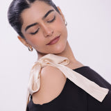 Satin Tie-Up Sweatshirt – Black