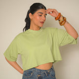 Green Oversized Crop Tee