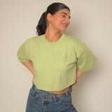 Green Oversized Crop Tee