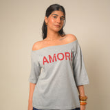 Amore Off Shoulder Tee (Grey)