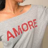 Amore Off Shoulder Tee (Grey)