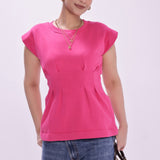 Pink Puff Shoulder Waisted Top