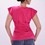 Pink Puff Shoulder Waisted Top