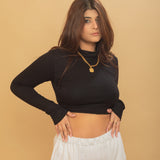 Black High Neck Crop Top