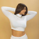 White High Neck Crop Top