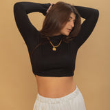 Black High Neck Crop Top