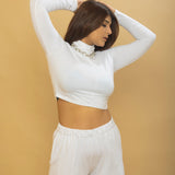 White High Neck Crop Top