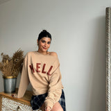 Hello Off Shoulder Sweatshirt