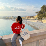 Delulu Red  Off Shoulder Sweatshirt