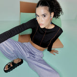Black Ribbed Crop Top